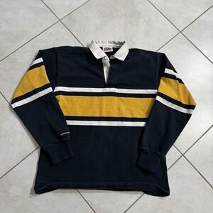 Vintage Barbarian Rugby Shirt Mens XL Blue Yelliow Heavyweight Collared College